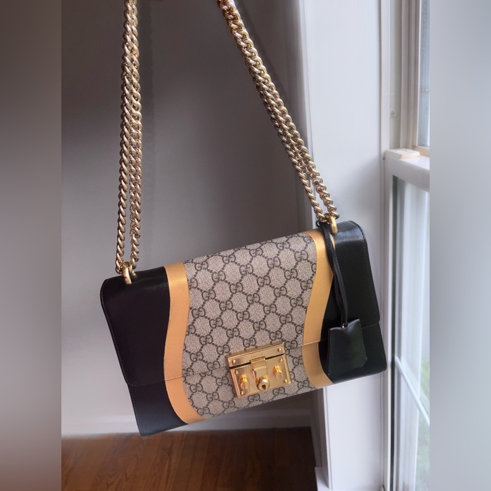 Gucci Calfskin GG Supreme Monogram Padlock Shoulder Bag FINAL PRICE